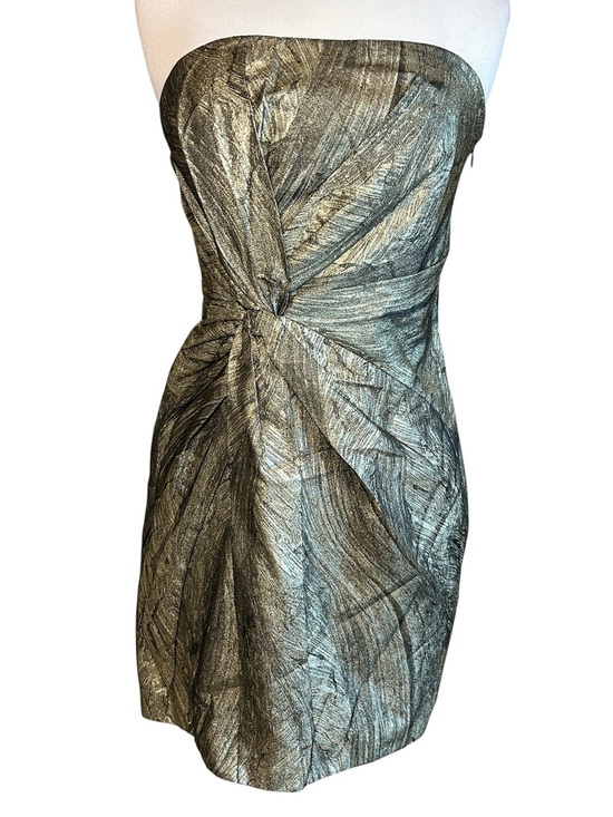 Haute Hippie Dresses & Skirts - Haute Hippie Metallic Gold & Black Twist Front Strapless Mini Dress Small